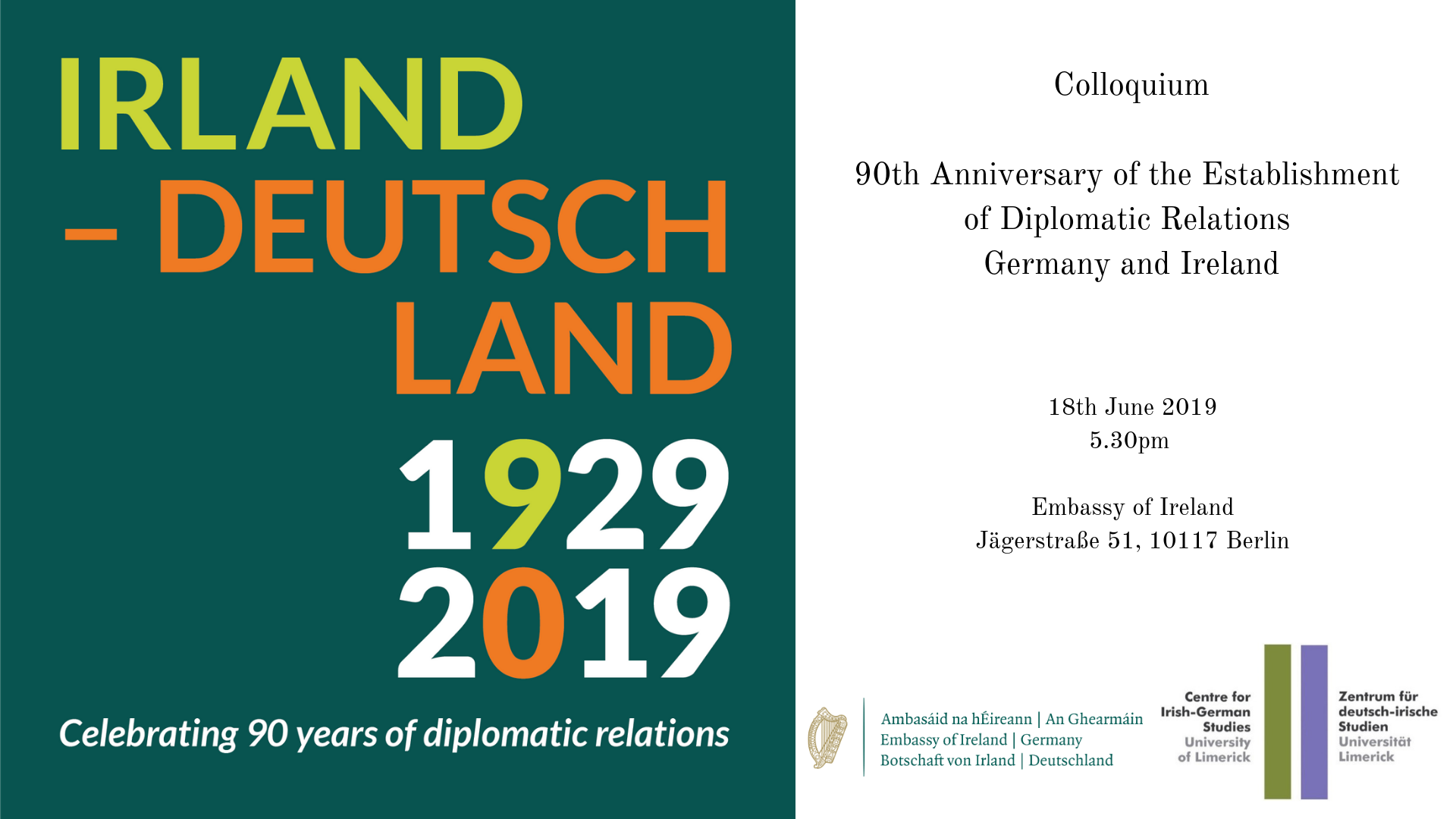 Colloquium     90th Anniversary of the Establishment of Diplomatic Relations Germany and Ireland