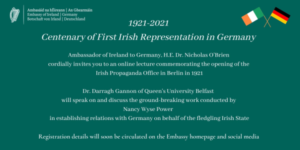 Centenary of first official Irish presence in Germany