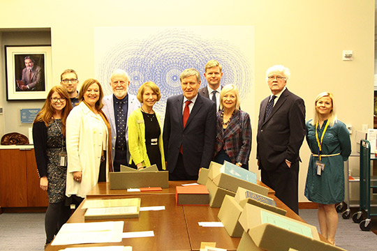 The Ambassador meet with senior Emory University academics while viewing the outstanding Irish literary collection at the Stuart A. Rose Manuscript, Archives and Rare Book Library