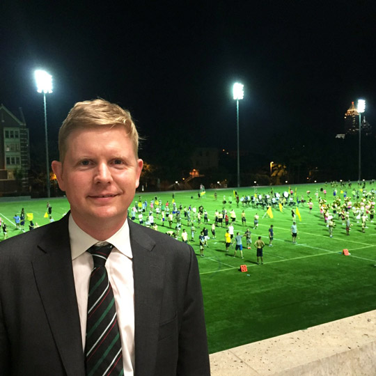 Practice session by the Yellow Jacket Marching Band