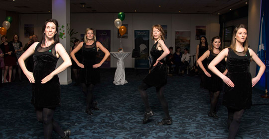 Dancers from Siamsoir Irish Dance Academy perform at the Consulate reception (Photograph by Grace Avery)