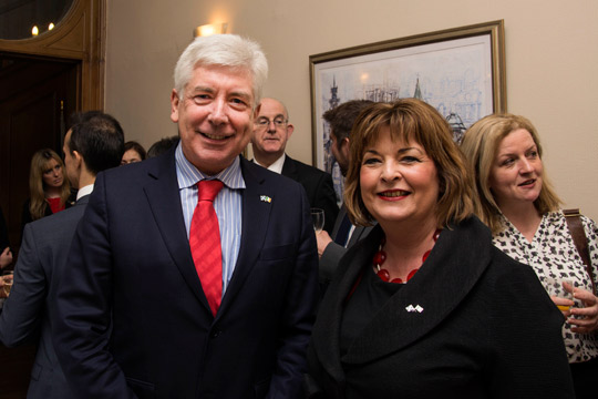 Minister White with Cabinet Secretary Hyslop at the Consulate of Ireland (Grace Avery Photography)