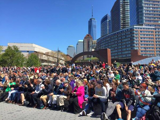 Large crowds gathered to watch the Official Commemoration Ceremony at Wagner Park