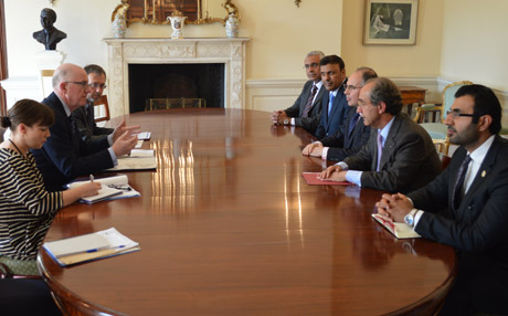 Minister for Foreign Affairs and Trade, Charlie Flanagan, TD, today met the Palestinian Ambassador, along with Ambassadors from Morocco, Saudi Arabia and representatives from the Egyptian and UAE Embassies