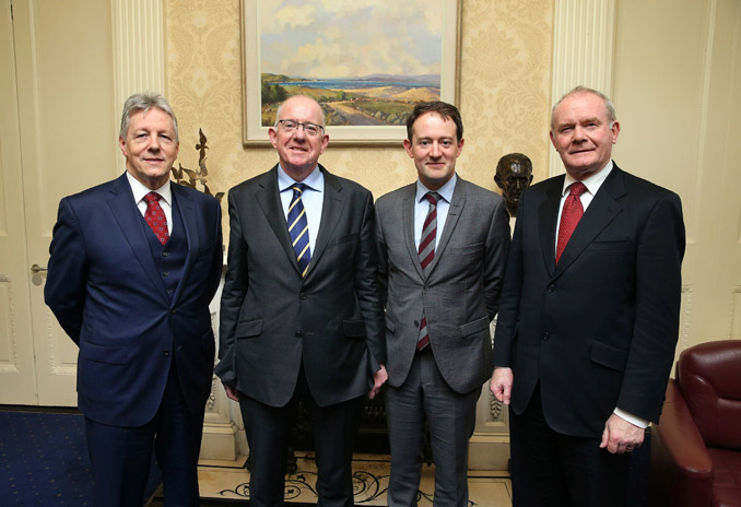Ministers Flanagan & Sherlock meet FM Robinson & dFM McGuinness at NSMC in Belfast