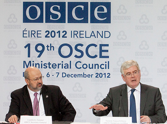 Tánaiste Eamon Gilmore and OSCE Secretary General Lamberto Zannier
