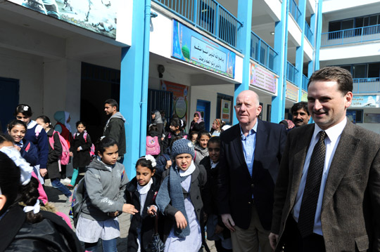 Minister for Foreign Affairs and Trade Charlie Flanagan with UNRWA Commissioner General Pierre Krahenbuhl while visiting a UN school in Gaza, February 2015 Minister for Foreign Affairs and Trade Charlie Flanagan with UNRWA Commissioner General Pierre Krahenbuhl while visiting a UN school in Gaza, February 2015