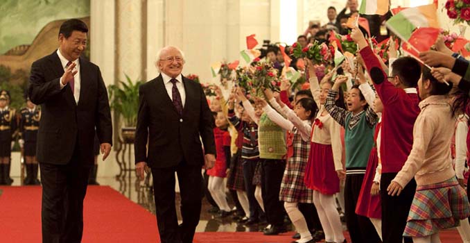 State Visit to the People’s Republic of China by the President of Ireland and Sabina Higgins.
President Xi Jinping and President Higgins are pictured in the Great Hall of the People.
Picture by Shane O'Neill / Fennell Photography 2014.