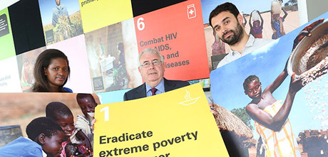 Minister Costello at Launch of 2013 Irish Aid Report with volunteer