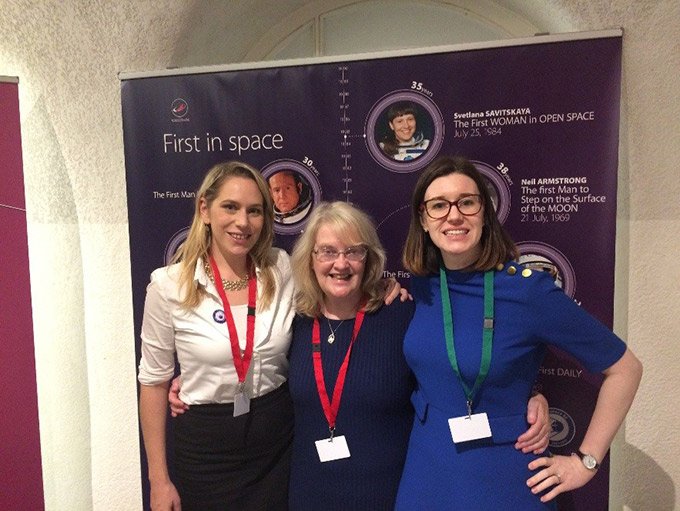 Rosie Keane, Jackie O’Halloran, Director of the Disarmament and Non-Proliferation Unit, and Andrea Wickham Moriarty at the Photo Exhibition