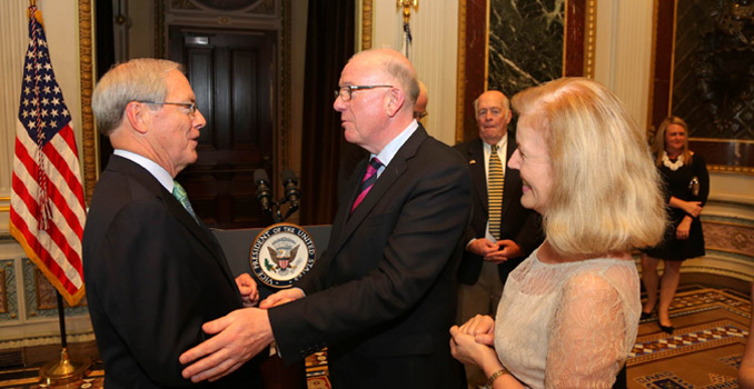 Minister Flanagan with Ambassador O’Malley and Ireland’s Ambassador to the US, Anne Anderson, in Washington