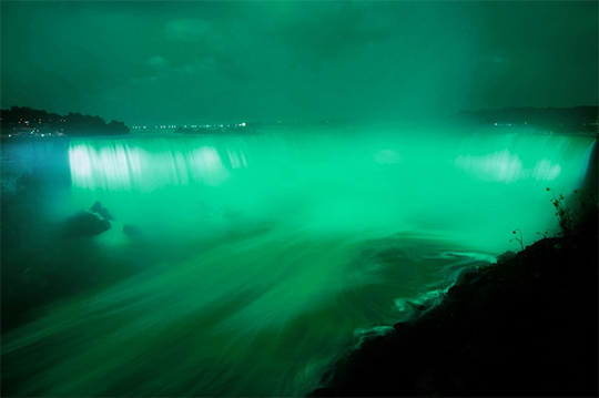 Niagara Falls (on both the Canadian and US sides)