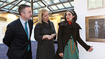 Minister Hayes and Minister Creighton viewing some of the art work.