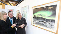 Minister Hayes and Minister Creighton viewing some of the art work.