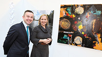Minister Hayes and Minister Creighton viewing some of the art work.