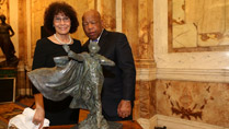Nettie Washington Douglass with Congressman Lewis Iveagh House