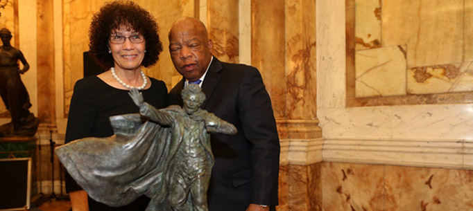 Nettie Washington Douglass with Congressman Lewis Iveagh House