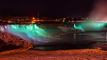 Niagara Falls coloured green to celebrate St Patrick's Day