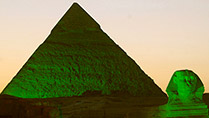 Pyramids in green lighting for St. Patrick's Day 2013
