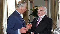 Irish State Visit - Embassy of Ireland, London - Greeting by HRH The Prince of Wales and Duchess of Cornwall.
Photo by Malcolm McNally - Irish Post
