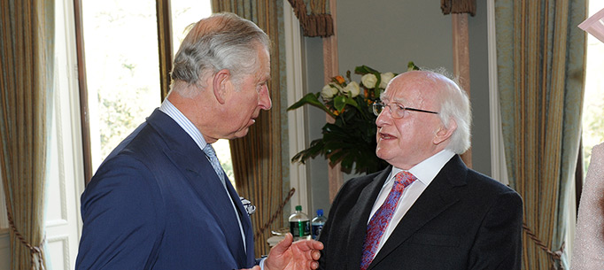 Irish State Visit - Embassy of Ireland, London - Greeting by HRH The Prince of Wales and Duchess of Cornwall.
Photo by Malcolm McNally - Irish Post