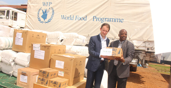 Minister Sherlock with Mr Gon Myers of the World Food Programme overseeing Irish Aid support to Sierra Leone, 2 October 2014