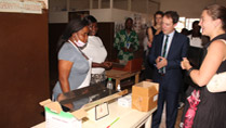 Minister Sherlock visits a UNICEF supported health clinic in Freetown, 3 October 2014