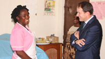 Minister Sherlock visits a UNICEF supported health clinic in Freetown, 3 October 2014