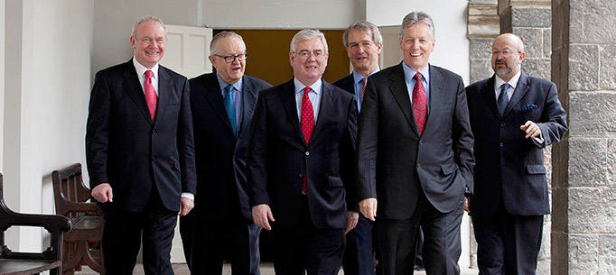 Tánaiste Eamon Gilmore, First Minister Peter Robinson, deputy First Minister Martin McGuinness, OSCE SG Zannier, former Finnish President Martti Ahtisaari, SOSNI Owen Patterson