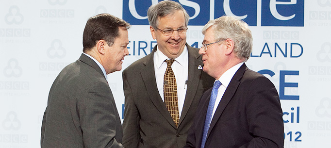 Thomas Melia, US Deputy Assistant Secretary,  Ambassador Ian Kelly, Head of the US Permanent Mission to OSCE and Tanaiste Eamon Gilmore.