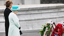 The Queen and President Mary McAleese lay wreaths at the Irish War Memorial