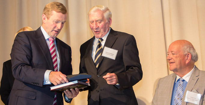 Taoiseach with Diarmud Philpott - President United Irish Societies San Francisco and Finbar Hill Hon Con General LA