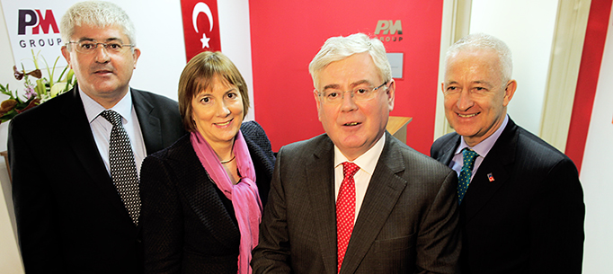 Tim Hickey, Associate Director at PM Group, Julie Sinnamon, Executive Director, Global Business Development, Enterprise Ireland; T&aacute;naiste and Minister for Foreign Affairs and Trade Eamon Gilmore T.D., and His Excellency Kenneth Thompson, Irish Ambassador to Turkey.