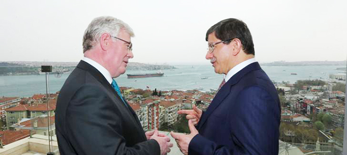 Against the background of the Bosphorus the T&aacute;naiste met Turkish Foreign Minister Ahmet Davutoglu at the start of the Trade Mission to Turkey