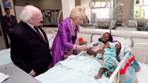 Pictured is President Michael D Higgins and his wife Sabina at visting a patient and her baby at the Hamlin Fistula Hospital, a hospital which provides care for women obstetric fistulas ‐ the most devastating of all childbirth injuries, in Addis Ababa in Ethiopia. Photo Chris Bellew / Copyright Fennell Photography 2014