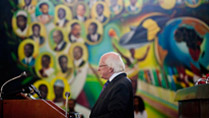 Pictured is President Michael D Higgins at the United Nations Economic Commission for Africa &ndash; Africa Hall, Addis Ababa  where President Higgins delivered the keynote address 'on the fourth day of the Presidents 22 day official visit to Ethiopia, Malawi and South Africa.Photo Chris Bellew / Copyright Fennell Photography 2014