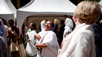 Pictured is President Michael D Higgins's wife Sabina taking part in a traditional dance ceremomy at the  'Women in Sustainable Employment' (WISE) centre &ndash;  Supported by Trocaire, in Addis Ababa in Ethiopia on the second day of the Presidents 22 day official visit to Ethiopia, Malawi and South Africa.Photo Chris Bellew / Fennell Photography 2014