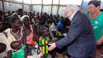Pictured is President Michael D Higgins with Mary T Murphy, GOAL Refugee Programme Manager meeting some refugees during a visit to the GOAL Nutrition Centre, Tierkadi Refugee Camp in the Gambella Region in Ethiopia on the third day of the Presidents 22 day official visit to Ethiopia, Malawi and South Africa. Photo Chris Bellew /.Photo Chris Bellew / Fennell Photography 2014