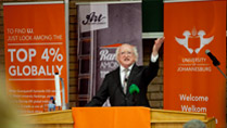 Pictured is President Michael D Higgins at The University of Johannesburg, Soweto Campus, where the President delivered the Keynote address, 'Challenges and Opportunites in Africa' on the sixteenth day of the Presidents 22 day official visit to Ethiopia, Malawi and South Africa.Photo Chris Bellew /  Fennell Photography 2014