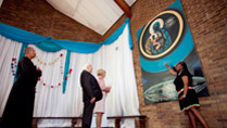 Pictured is President Michael D Higgins and his wife Sabina look at a portarit of  'The Black Madonna' at the Regina Mundi Catholic Church in Soweto on the sixteenth day of the Presidents 22 day official visit to Ethiopia, Malawi and South Africa.Photo Chris Bellew /  Fennell Photography 2014