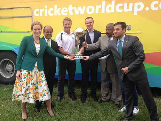 Sarah Mangan, Charge d'Affaires at the Embassy of Ieland, Australia at the Cricket World Cup Trophy Tour 