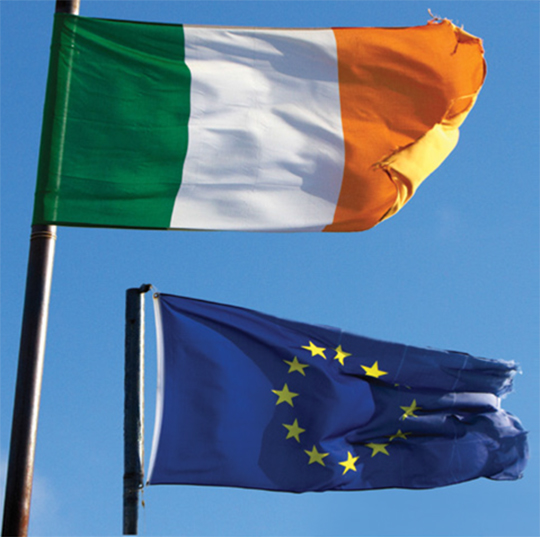 Ireland and European Union Flags