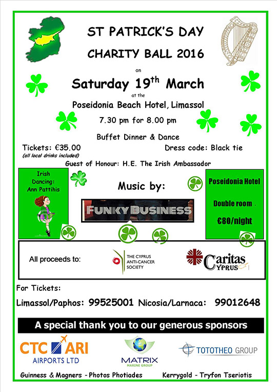 St Patrick's Charity Ball - Limassol 19th March 2016