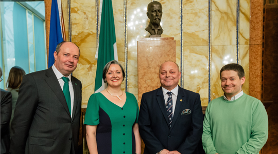 St. Patrick's Day Reception. Ambassador Sheehan with Minister Corcoran Kennedy and Councillors Libor Hadrava and Patrik Nacher