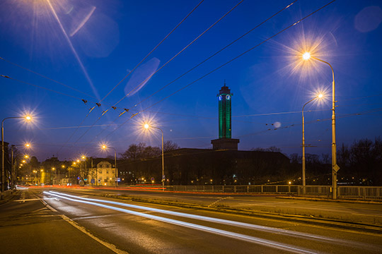 Ostrava City Hall gone green for St. Patrick's Day. Copyright © 2014 Jiří Zerzoň