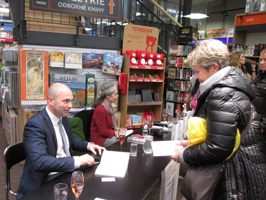 Donal Ryan with translator Alice McElveen, Taťána Fišerová and publisher Marek Turňa