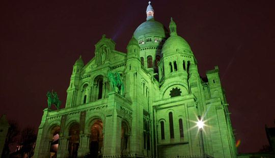 From 15-17 March, the Basilica of the Sacré Coeur joined the Tourism Ireland "Global Greening" for the first time. 