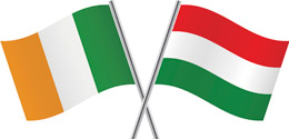 Ireland and Hungary flags
