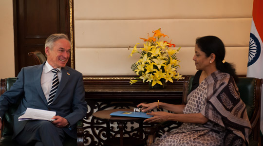 Minister Bruton met the Indian Minister for Commerce and Industry, Smt. . Nirmala Sitharaman