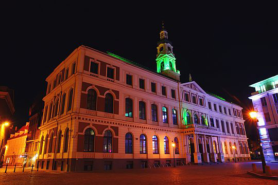Greening of Riga Town Hall, March 2017 (Photo by Diana Spiridovska)